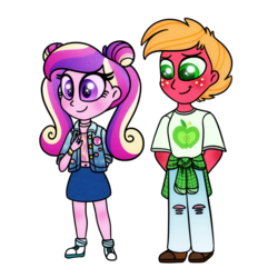 Size: 900x900 | Tagged: safe, artist:carouselunique, big macintosh, dean cadance, princess cadance, equestria girls, g4, '90s, 90's fashion, alternate clothes, alternate hairstyle, arm behind back, cadmac, crack shipping, cutie mark on clothes, female, male, shipping, simple background, straight, teen princess cadance, teenage big macintosh, teenager, transparent background
