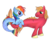 Size: 704x570 | Tagged: safe, artist:karmadash, big macintosh, rainbow dash, merpony, pony, g4, alternate design, digital art, duo, female, looking at each other, male, mare, ship:rainbowmac, shipping, simple background, stallion, straight, transparent background