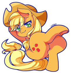 Size: 500x500 | Tagged: safe, artist:zakro, applejack, earth pony, pony, g4, applejack's hat, armpits, cowboy hat, female, hat, looking at you, mare, simple background, white background