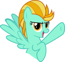 Size: 3194x3009 | Tagged: safe, artist:puetsua, lightning dust, pegasus, pony, g4, bust, determined, female, high res, looking at you, mare, pose, simple background, smiling, solo, spread wings, transparent background, wings