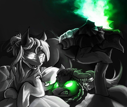 Size: 2769x2345 | Tagged: safe, artist:daggerformle, oc, bat pony, earth pony, pony, contest, glowing eyes, halloween, halloween costume, high res, holiday, male