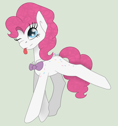 Size: 909x977 | Tagged: safe, artist:brendalobinha, oc, oc only, earth pony, pony, female, mare, offspring, one eye closed, parent:fancypants, parent:pinkie pie, parents:pinkiepants, simple background, solo, tongue out, wink