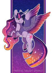 Size: 1024x1385 | Tagged: safe, artist:whitewingedanwe, twilight sparkle, alicorn, pony, g4, abstract background, colored hooves, colored wings, ethereal mane, female, gradient wings, mare, solo, spread wings, twilight sparkle (alicorn), wings