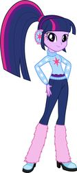 Size: 1451x3238 | Tagged: safe, artist:redillita, sci-twi, twilight sparkle, equestria girls, g4, clothes, cutie mark on clothes, female, hand on hip, headphones, high heels, ponytail, shoes, simple background, solo, white background, winter outfit