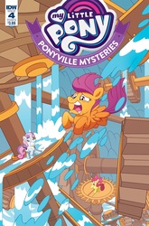 Size: 1054x1600 | Tagged: safe, idw, apple bloom, scootaloo, sweetie belle, g4, my little pony: ponyville mysteries, ponyville mysteries #4, spoiler:comic, cutie mark crusaders, faic, falling, flood, leaking