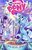 Size: 1325x2048 | Tagged: dead source, safe, artist:sophie scruggs, idw, starlight glimmer, trixie, pony, unicorn, friendship is magic #69, g4, my little pony: friendship is magic (idw), spoiler:comic, assistant, cape, clothes, comic cover, cover, duo, female, hat, leotard, magic show, shipping fuel, stage, trixie's cape, trixie's hat, wand