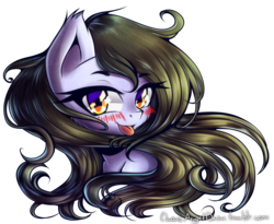 Size: 1616x1322 | Tagged: safe, artist:chaosangeldesu, oc, oc only, oc:tail, pegasus, pony, blushing, bust, female, mare, simple background, solo, starry eyes, tongue out, transparent background, wingding eyes, ych result