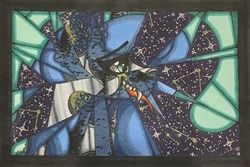 Size: 1280x856 | Tagged: safe, artist:nightmare-moons-throneroom, nightmare moon, princess luna, pony, g4, broken mirror, coat markings, dappled, duality, ethereal mane, fangs, female, helmet, mare, marker drawing, mirror, shattered, shattered glass, starry mane, traditional art