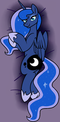 Size: 1011x2050 | Tagged: safe, artist:/d/non, princess luna, alicorn, pony, g4, body pillow, body pillow design, clothes, cutie mark, female, looking at you, lying on bed, on side, shoes, smiling, solo