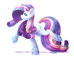 Size: 1023x796 | Tagged: safe, artist:calamity-studios, part of a set, rarity, pony, unicorn, g4, female, horn, long horn, mare, rainbow power, simple background, smiling, solo, transparent background
