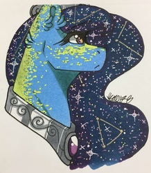 Size: 1116x1280 | Tagged: safe, artist:nightmare-moons-throneroom, princess luna, pony, g4, alternate color palette, bust, coat markings, constellation, constellation hair, dappled, ear fluff, ethereal mane, female, jewelry, mare, regalia, simple background, solo, starry mane, white background