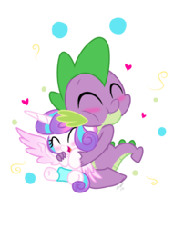 Size: 900x1114 | Tagged: safe, artist:emositecc, princess flurry heart, spike, alicorn, dragon, pony, g4, baby, baby dragon, baby pony, best uncle ever, blush sticker, blushing, cute, diaper, female, filly, flurrybetes, foal, horn, hug, male, simple background, spikabetes, transparent background, uncle and niece, uncle spike, wings