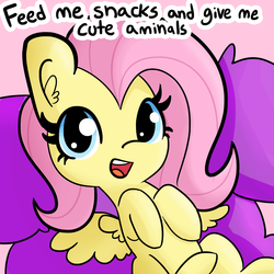 Size: 1650x1650 | Tagged: safe, artist:tjpones, fluttershy, pegasus, pony, g4, aminals, bronybait, cute, dialogue, female, looking at you, on back, open mouth, shyabetes, solo, tjpones is trying to murder us, weapons-grade cute