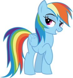 Size: 2577x2750 | Tagged: safe, artist:rainbowmaned, rainbow dash, pegasus, pony, g4, shadow play, female, high res, lidded eyes, raised hoof, simple background, smiling, solo, transparent background, vector