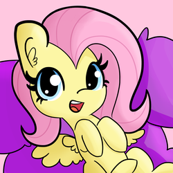 Size: 1650x1650 | Tagged: safe, artist:tjpones edits, edit, editor:dsp2003, fluttershy, pegasus, pony, g4, cute, female, looking at you, on back, open mouth, shyabetes, solo, textless, tjpones is trying to murder us, weapons-grade cute