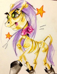 Size: 2259x2912 | Tagged: safe, artist:nolyanimeid, skeleton pony, bone, high res, skeleton, solo, traditional art