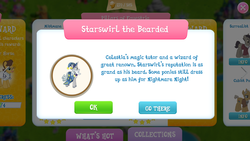 Size: 1280x720 | Tagged: safe, gameloft, doctor horse, doctor stable, star swirl the bearded, pony, unicorn, g4, game screencap, introduction card