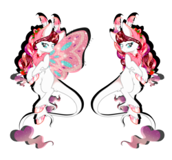 Size: 1753x1634 | Tagged: safe, artist:absolitedisaster08, oc, oc only, original species, pony, butterfly wings, female, fey foal, mare, pink wings, simple background, solo, sparkly wings, transparent background