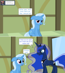 Size: 1280x1444 | Tagged: safe, artist:hakunohamikage, princess luna, trixie, pony, ask-princesssparkle, g4, ask, sitting, tumblr