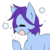 Size: 512x512 | Tagged: safe, artist:beffumsartworks, oc, oc only, oc:deli, pony, blue coat, bubble, colored, cute, emoticon, eyes closed, flat colors, male, open mouth, ponysona, purple mane, simple background, sleepy, solo, stallion, teeth, tired, transparent background, underhoof, yawn