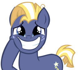 Size: 1315x1182 | Tagged: safe, artist:kyoshithebrony, star tracker, earth pony, pony, g4, adorkable, cute, daaaaaaaaaaaw, dork, freckles, grin, happy, male, simple background, smiling, solo, squishy cheeks, stallion, trackerbetes, transparent background, vector