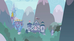 Size: 1280x720 | Tagged: safe, screencap, g4, my little pony: friendship is magic, non-compete clause, location, mountain, school of friendship, twilight's castle