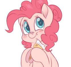 Size: 3700x3500 | Tagged: safe, artist:fluffyxai, pinkie pie, earth pony, pony, g4, blushing, bust, cute, diapinkes, female, food, high res, hoof hold, ice cream, ice cream on nose, looking at you, mare, portrait, simple background, smiling, solo, three quarter view, white background