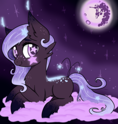 Size: 2000x2100 | Tagged: safe, artist:jagga-chan, oc, oc only, oc:alioth, original species, pony, cloud, female, high res, mare in the moon, moon, night wonder, prone, solo