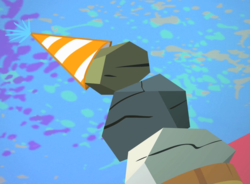 Size: 779x572 | Tagged: safe, screencap, rocky, g4, party of one, abstract background, cropped, hat, party hat, rock