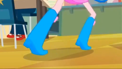 Size: 2208x1242 | Tagged: safe, screencap, pinkie pie, equestria girls, g4, my little pony equestria girls, background human, boots, helping twilight win the crown, high heel boots, legs, pictures of legs, sandals, shoes