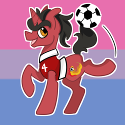 Size: 800x800 | Tagged: safe, artist:redpalette, pony, unicorn, bisexual pride flag, bisexuality, commission, cute, digital art, football, lgbt, pride, pride flag, sports