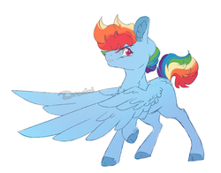 Size: 900x707 | Tagged: safe, artist:dracini, rainbow dash, pegasus, pony, g4, cloven hooves, female, grin, smiling, solo