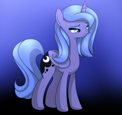 Size: 1080x1023 | Tagged: safe, artist:fotasy, princess luna, alicorn, pony, g4, female, lidded eyes, mare, s1 luna, solo, younger