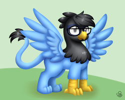 Size: 1280x1024 | Tagged: safe, artist:sabrib, oc, oc only, oc:tinker doo, griffon, glasses, griffonized, male, solo, species swap