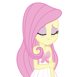 Size: 7680x7680 | Tagged: safe, artist:efk-san, fluttershy, equestria girls, g4, absurd resolution, alternate clothes, blushing, clothes, dress, eyes closed, female, show accurate, simple background, smiling, solo, transparent background