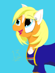 Size: 1536x2048 | Tagged: safe, artist:sixes&sevens, derpibooru exclusive, doctor whooves, time turner, earth pony, pony, g4, doctor who, female, jodie whittaker, ponified, simple background, solo, suspenders, the doctor, thirteenth doctor
