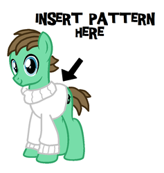 Size: 788x832 | Tagged: artist needed, safe, oc, oc only, oc:ian, earth pony, pony, arrow, clothes, free to use, looking at you, male, simple background, smiling, solo, stallion, sweater, turtleneck, white background