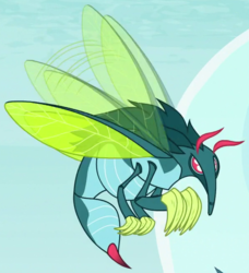 Size: 600x657 | Tagged: safe, screencap, ocellus, g4, school daze, arthropod, changeling mega evolution, cropped, disguise, disguised changeling, flying, solo, stinger