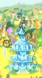 Size: 212x397 | Tagged: safe, screencap, g4, inspiration manifestation, building, cropped, crystal, golden road, inspiration manifestation (spell), no pony, ponyville, ponyville town hall