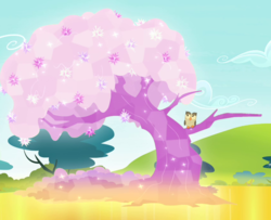 Size: 853x691 | Tagged: safe, screencap, owlowiscious, bird, owl, g4, inspiration manifestation, cropped, crystal flower, crystal tree, golden road, male, perching, solo, transformed, tree