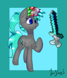 Size: 999x1163 | Tagged: safe, artist:itwasscatters, oc, oc only, oc:diamond sharp, pony, unicorn, shiny, solo, sword, weapon