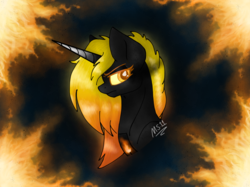 Size: 2048x1535 | Tagged: safe, artist:melonseed11, oc, oc only, oc:scorching torch, pony, unicorn, bust, female, mare, portrait, solo