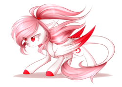 Size: 2797x2005 | Tagged: safe, artist:snowbunny0820, oc, oc only, oc:scarlet skyler, dracony, hybrid, eye clipping through hair, female, high res, simple background, solo, transparent background, two toned wings