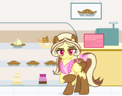 Size: 2004x1584 | Tagged: safe, artist:peregrinstaraptor, oc, oc only, oc:cookie swirl, pegasus, pony, base used, cake, female, food, mare, pie, solo, two toned wings