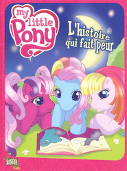 Size: 800x1084 | Tagged: safe, artist:emma vieceli, cheerilee (g3), rainbow dash (g3), toola-roola, earth pony, pony, g3, g3.5, official, book, book cover, colour:kate brown, cover, crescent moon, french, fullfx studios for hasbro, jungle, moon, story:stanley jefferson