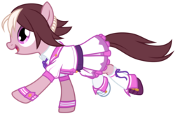 Size: 4096x2666 | Tagged: safe, artist:amarthgul, earth pony, pony, clothes, dress, female, mare, ponified, running, shoes, simple background, socks, solo, special week, transparent background, uma musume pretty derby, vector