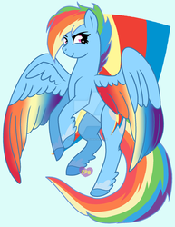 Size: 1024x1323 | Tagged: safe, artist:kittypaintyt, rainbow dash, pegasus, pony, g4, colored wings, female, g5 concept leak style, g5 concept leaks, multicolored wings, rainbow dash (g5 concept leak), solo, watermark