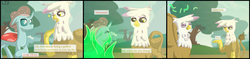 Size: 3000x707 | Tagged: safe, artist:flash_draw, gilda, ocellus, changedling, changeling, griffon, g4, comic, confused, disguise, disguised changeling, funny, shy, transformation