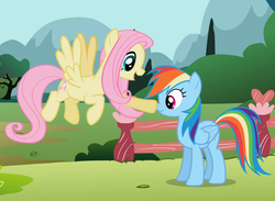 Size: 1312x960 | Tagged: safe, screencap, fluttershy, rainbow dash, pegasus, pony, g4, may the best pet win, boop, cropped, cute, dashabetes, duo, female, mare, scrunchy face, shipping fuel, shyabetes