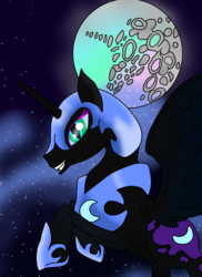 Size: 4000x5502 | Tagged: safe, artist:lunarnightmares981, nightmare moon, pony, g4, dark, female, full moon, moon, night, solo